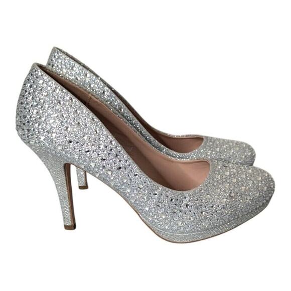 Rhinestone Platform Pump 8.5 Stiletto Heel Fairy Glam Occasion Event Bridal HOCO - Picture 1 of 7